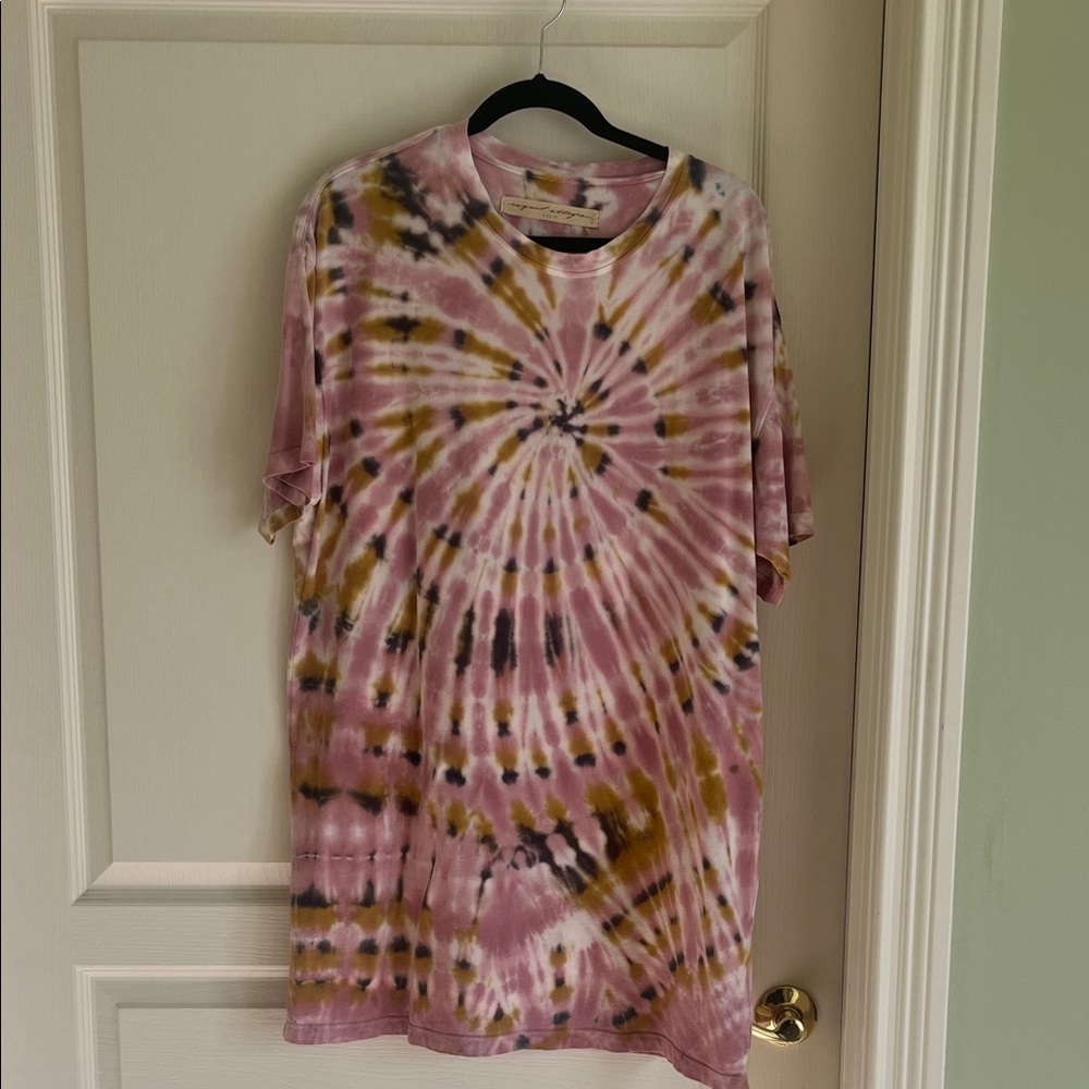 Raquel Allegra Pink and Gold Tie-Dye Top